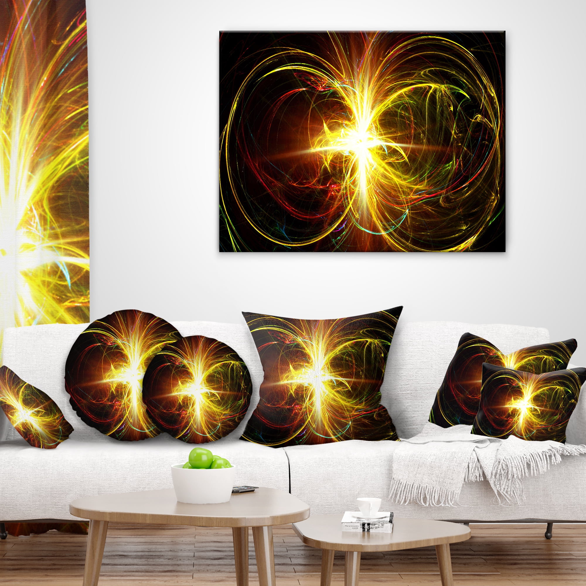 Designart Fractal Hoops - Abstract Throw Pillow - 16x16