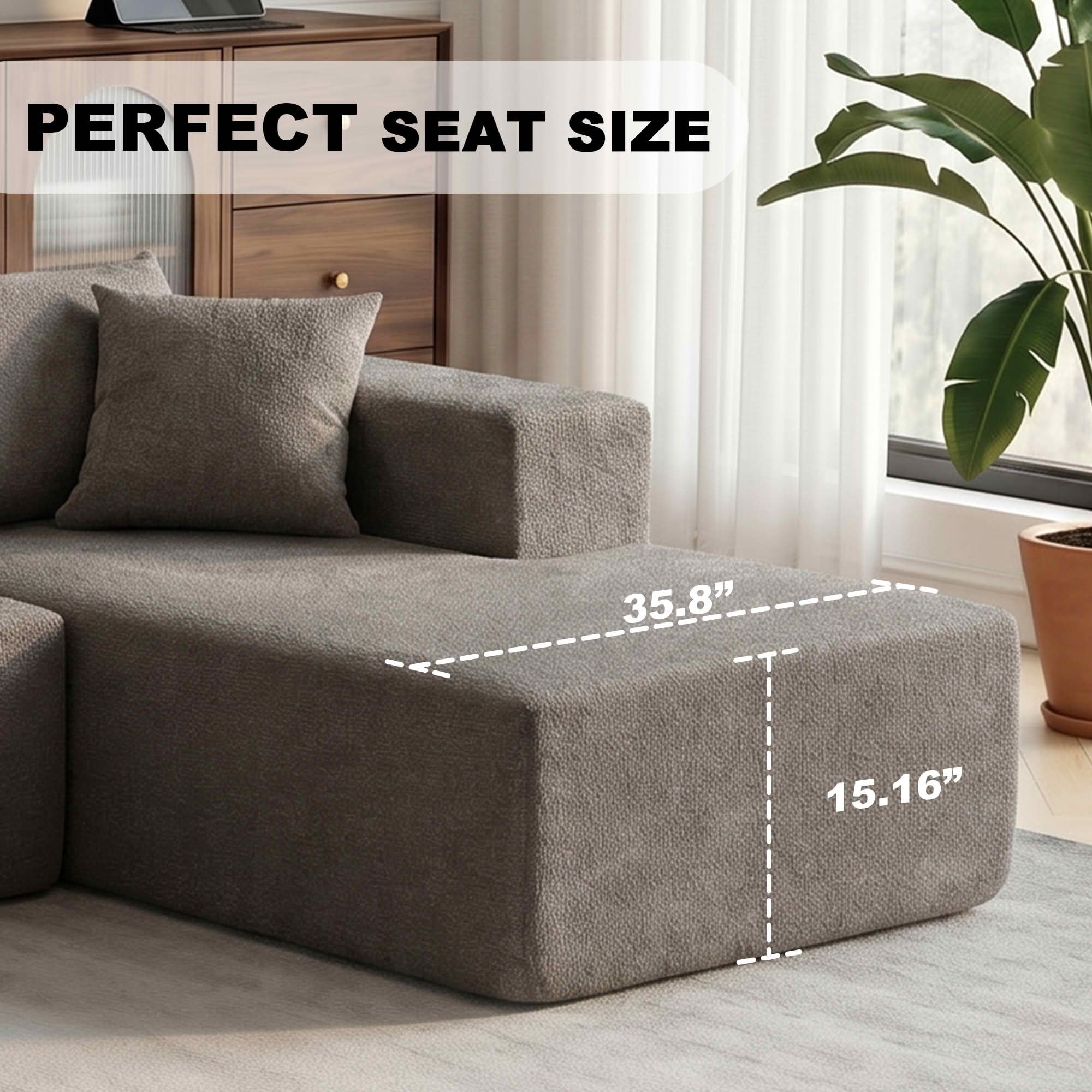 MAYEERTY 104" Cloud Sectional Couch with L-Shape Chaise, Modern Modular Sofa with Deep Seat, Upholstered Couches with Back Cushion for Living Room Bedroom, No Assembly Required