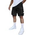 thumbnail image 2 of Men's Cargo Shorts with Multi-Pockets - Big & Tall Casual Drawstring Shorts, Lightweight Summer Streetwear with Zipper Pockets, Elastic Waist Workout Jogger Shorts Black XXXL, 2 of 6