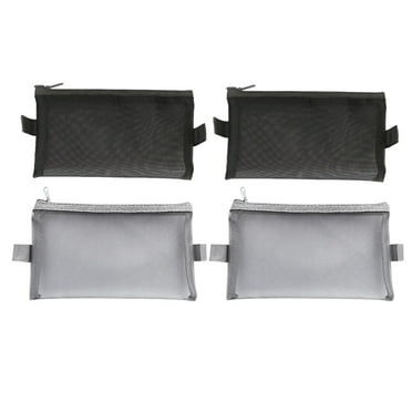 4pcs Large Capacity Mesh Pencil Pouch Portable Zipper Stationery Bag (Large Size Black/Gray, 2 for each)
