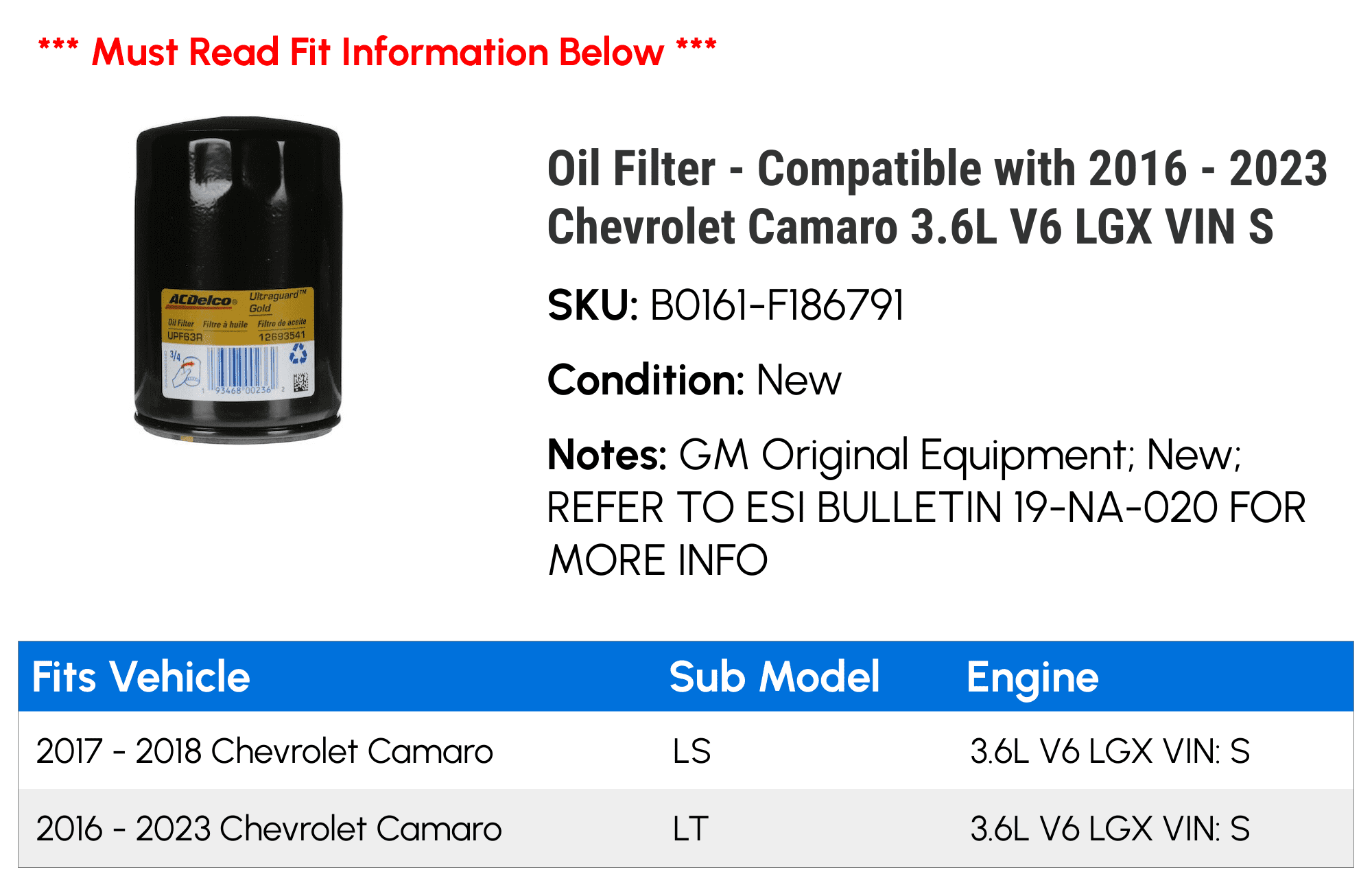 2017 camaro v6 oil cheap filter