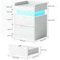 thumbnail image 5 of Nightstand with Charging Station, White Bedside Table LED Modern Nightstand with 3 Hidden Drawer for Bedroom Living Room, 5 of 11