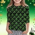 thumbnail image 2 of Toddler Girls St Patricks Day Tee Shirt Long Sleeve Crewneck Graphic Print Casual Top Kids Clothes, 2 of 4
