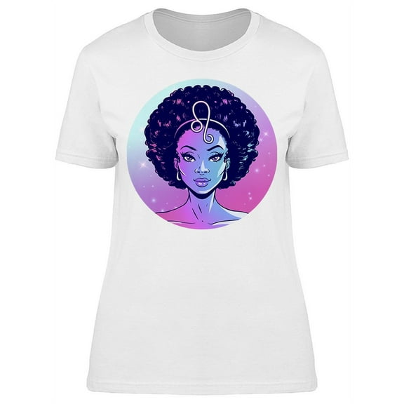 Leo Beautiful Girl Face T-Shirt Women -Image by Shutterstock, Female Medium
