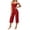 Red, variant on Women's Soft 2 Piece Athletic Outfits Solid Color Crop Cami Tops and Stretch Capri Wide Leg Pants Daily Workout Yoga Matching Sets Wine