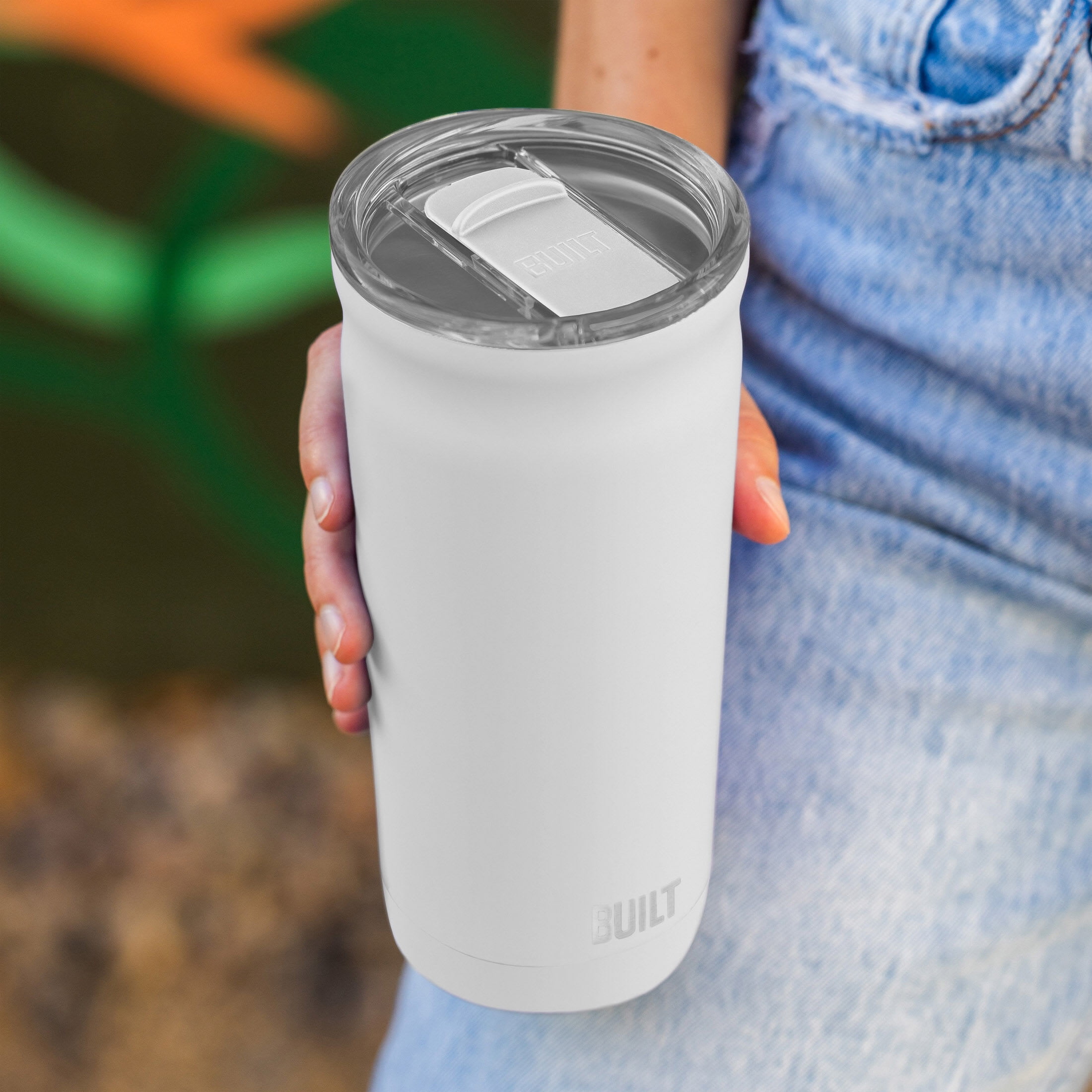 BUILT Torrent 20 fl oz Double-Wall Insulated Tumbler with Slider Lid, White