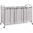 thumbnail image 2 of 5 Section Laundry Sorter, 5 Bins Rolling Separator Laundry Basket, Dirty Clothes Hamper Divider with Heavy Duty Rolling Lockable Wheels, Large Clothes Organizer Cart, Gray, 2 of 7