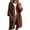 Brown, variant on Open Front Hooded Knit Cardigan Sweater for Women Mid Length 3/4 Sleeve Button Down Casual Long Sweater Coat with Pockets