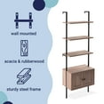 thumbnail image 3 of happimess MSH1002C Tulare 72.05" MidCentury Industrial 4-Shelf Wood Wall-Mounted Open Ladder Bookcase with Cabinet and Metal Frame, Brown/Black, 3 of 9