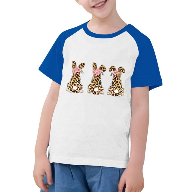 RXIRUCGD 2025 Vêtements d'Été pour Enfants Tout-Petits Garçons Filles Mode Mignon Col Rond Imprimé Manches Courtes Haut