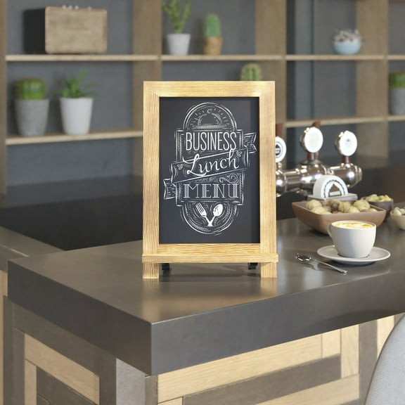 HBCY Creations Wooden Tabletop Chalkboard with Wooden Frame, 9.5” x 14” InchesTorched Brown