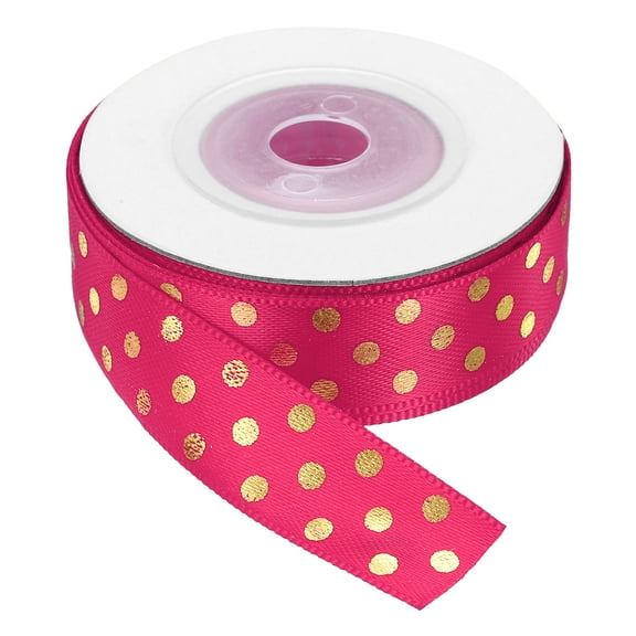 Grosgrain Ribbons 10 Yards 5/8 Inch Hot Pink Gold Dots Ribbon for Crafts Gift Wrapping Wedding