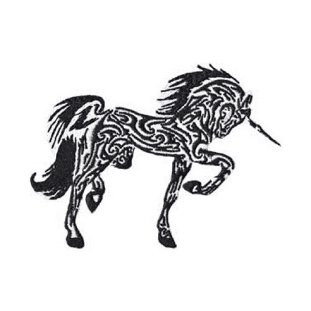 Fantasy Animals Iron on Patch - Unicorn Tribal Tattoo Design Applique - Fantasy Animals Iron on Patch - Unicorn Tribal Tattoo Design Applique -