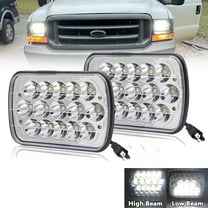 Pair Fit For Ford E-100 E-150 E-250 E-350 Econoline 5x7 7x6 LED Headlights Hi-Lo Beam lamp