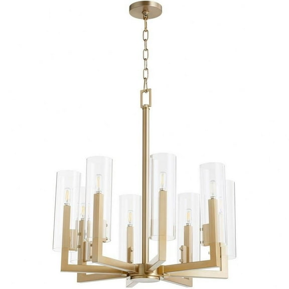 Kirkham Causeway 8 Light Chandelier in Soft Contemporary Style-28 inches Tall and 26 inches Wide-Aged Brass Finish Bailey Street Home 183-Bel-4636814