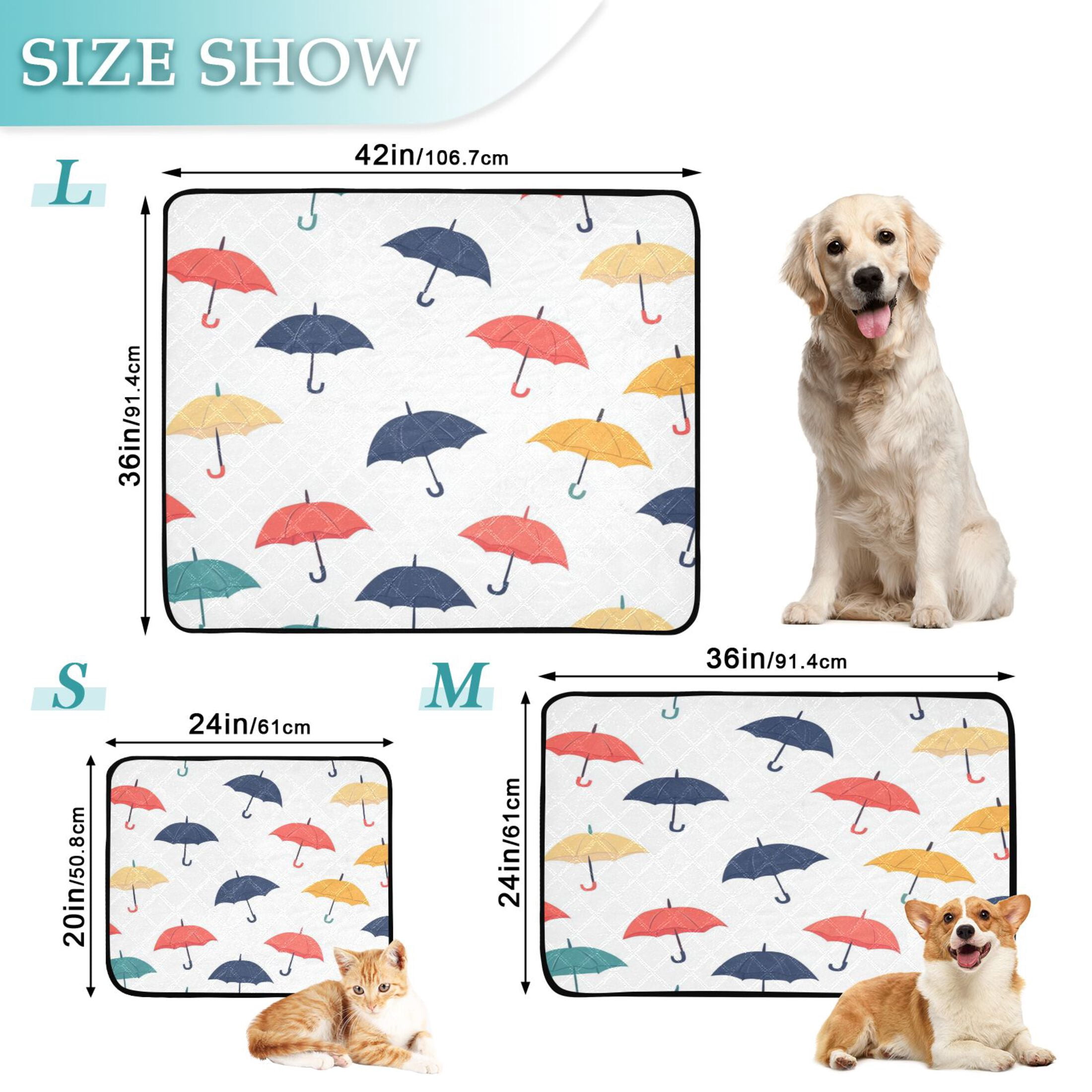 Washable Pet Pee Pads with Super Absorbent Reusable Training Pads for Dogs & Cats Colorful Umbrellas Pattern