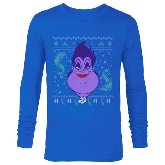 Disney Villains Ursula Ugly Christmas Sweater - Long Sleeve T-Shirt for Men - Customized-Navy