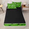 thumbnail image 4 of Homewish Green Soccer GOAL Zipper Twin Comforter Sets with Fitted Sheet and 2 Pillowcases, Lighnting Zipper Bedding Set for Boys and Girls, Black Reversible, 4pcs, 4 of 6