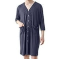 thumbnail image 3 of Men's Viscose Rayon Cardigan-Style Pajama Robe with V-Neck and Pockets, 3 of 5