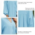 thumbnail image 4 of Blouse Three Quarter Lantern Sleeve Button Chiffon Pure Color Casual Tops for Women Sky Blue XXL, 4 of 5