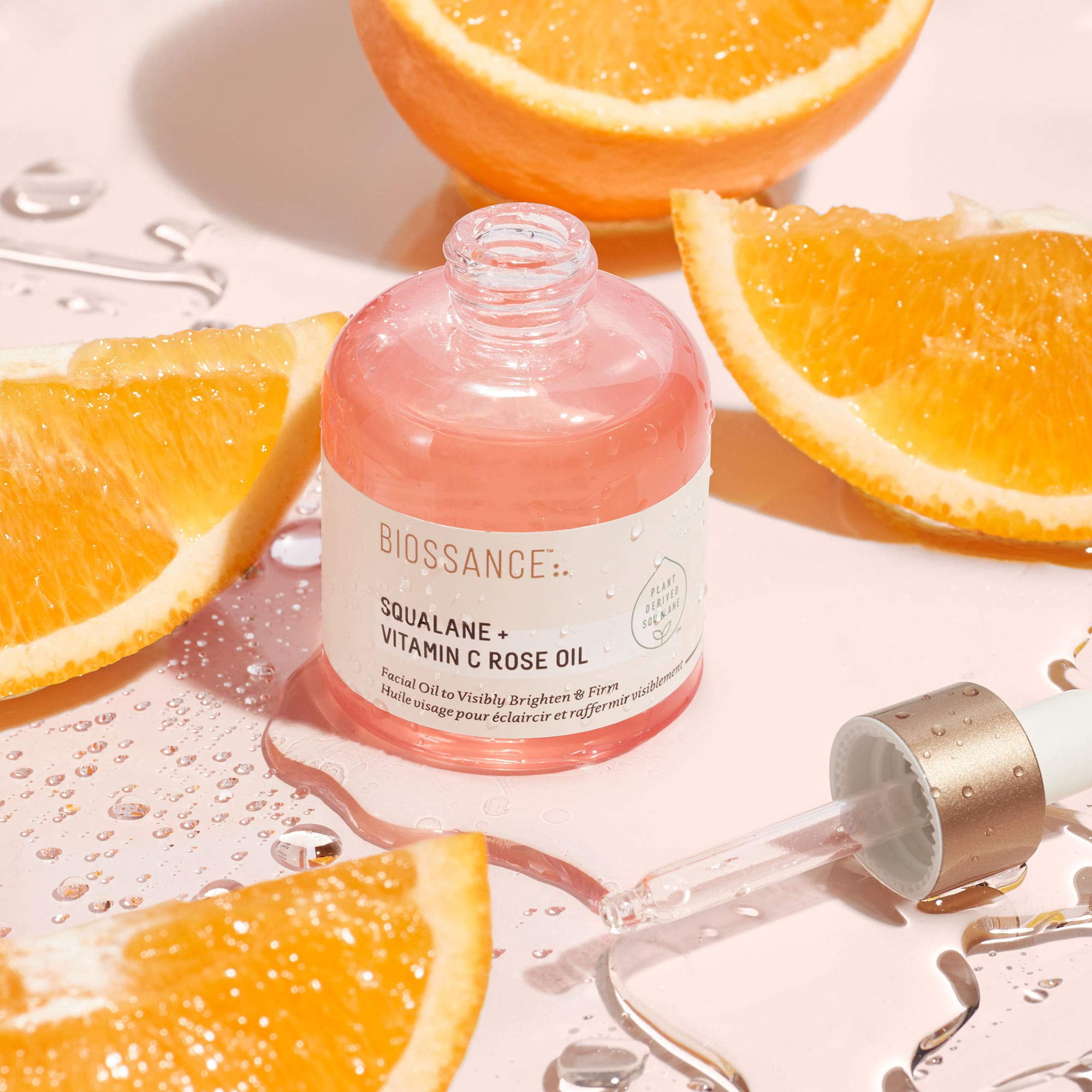 Biossance Squalane + Vitamin C Rose Firming Oil, Organic Facial 