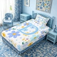 thumbnail image 5 of Meiyoeat Pretty Floral Letter D Twin Sheet Sets 3pcs for Girls Juniors, Charming Print Bedding, Light Blue Yellow White, 5 of 6