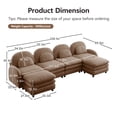 thumbnail image 5 of HUTWIFE 129.1" 4- Seater Teddy Velvet Sofa Camel Modular Couch with Two Ottoman, Curved Back & Lumbar Pillows, 5 of 9
