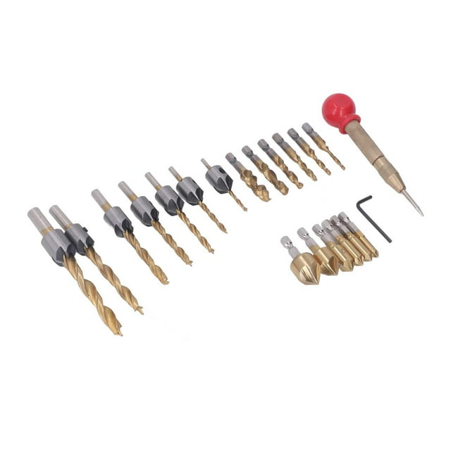 Center Punch Tap Chamfer Drill Bit, 20Pcs High Speed Steel Wear Proof Countersink Chamfer Drill Bit Sturdy For Bench Drilling Tool