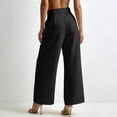 thumbnail image 6 of akafmk Womens High Waist Wide Leg Dress Pants Button Front Pleated Business Casual Pants Stretch Cropped Office Teacher Pants, Size XL, 6 of 8