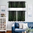 thumbnail image 2 of Green Forest Kitchen Curtains Sets for Windows 24 Inch Length, Mysterious Primitive Forest Pine Tree Rod Pocket Window Treatments Tier Curtains and Valances Set for Bedroom/Bathroom, 2 of 8