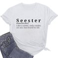 thumbnail image 3 of Women's Fashion Casual Top Seester Short Sleeved Pullover Round Neck Top, 3 of 4