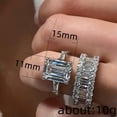 thumbnail image 2 of EOEMY 11*15mm Princess Aaa Cz Band 2 In 1 Women'S 925 Silver Wedding Rings Set Sz 6-10, 2 of 2