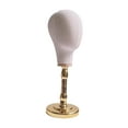 thumbnail image 4 of Runquan Modèle de Tête de Mannequin Support d'Affichage Robuste Chapeaux de Cheveux Pièces de Cheveux Support de Tête pour Casque Lunettes Chapeau Beige avec base Dorée, 4 of 8