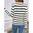 thumbnail image 2 of Women Striped Cardigan Sweaters Button Down Cropped Knit Lady Jackets Coat Fall Outfits Trendy Cardigan Black & White M, 2 of 9