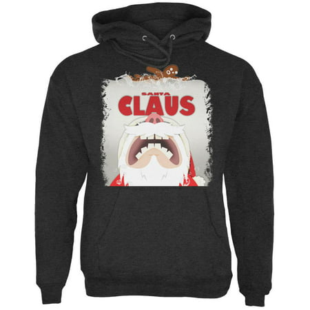 Christmas Santa Jaws Claus Horror Charcoal Heather Adult Hoodie