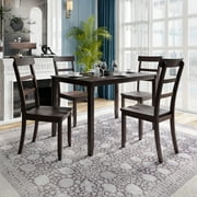 Churanty Kitchen Dining Table Set for 4 Wood Rectangle Table and 4 Chairs Set for Dining Room,Espresso