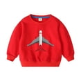 thumbnail image 1 of Zwiiyzr Chandail en Molleton Imprimé Avion pour Bébé Fille Garçon 2-10 Ans Manches Longues Col Rond T-Shirt Vêtements d'Automne Chandail Rouge, 1 of 3