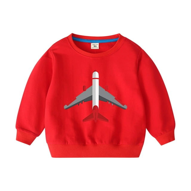 Funicet Hauts à Manches 3/4 pour Femmes, Hauts pour Femmes, Haut à Manches Longues à Imprimé d'Avion à la Mode pour Hommes et Femmes de 2 à 10 Ans, Chandail à Capuchon pour Femmes, Hauts pour Femmes à Manches 3/4