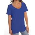 thumbnail image 3 of Women's oversized t-shirt half-sleeved V-neck T-shirt, 3 of 4