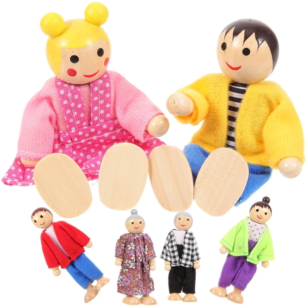 1 juego de muñecas de madera, minicasa familiar, figuras de personas, juego de muñecas de escritorio, juguete familiar