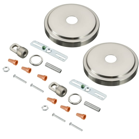 Aspen Creative 21507-22, Brushed Nickel Transitional Chandelier Fixture Canopy Kit, 5-1/8" Diameter with Collar Loop, 1" Center Hole, 2 Sets/Pack