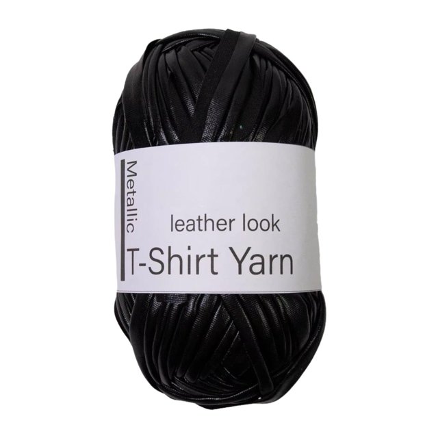 Hilo de camiseta metálica, hilo de bolsa de ganchillo, hilo de tela de tela suave de 40 m para bolsa de tejido de tejido, proyectos de costura, cojín Negro