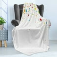 thumbnail image 4 of Colorful Soft Flannel Fleece Throw Blanket, Small Dots Like Party Celebration Print on White Backdrop Retro Style Art, Cozy Plush for Indoor and Outdoor Use, 50" x 60", Multicolor, by Ambesonne, 4 of 5
