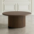 thumbnail image 4 of Jofran Auden 40" Round Mid-Century Modern Fluted Pedestal Base Coffee Table with Caster Wheels, 4 of 11
