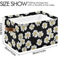 thumbnail image 3 of GZHJMY Black White Daisy Foldable Canvas Storage Bin, Sturdy Fabric Storage Basket with Handles, Storage Cube Box for Organizing Shelf Nursery Toy Closet 2PCS#15, 3 of 7