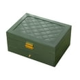 thumbnail image 1 of Transemion Portable Jewelry Waterproof Stain Box FauxLeather For Rings Leather Box Large Jewelry Box Organizer To bilayer green bilayer, 1 of 6