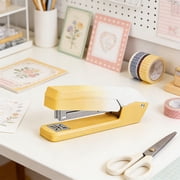 Handheld Office Stapler, Plastic Construction, Ergonomic Grip, Blue/Green/Yellow, Compact 16 cm, Staples Up to 10 Sheets for Home, School, and Office Use