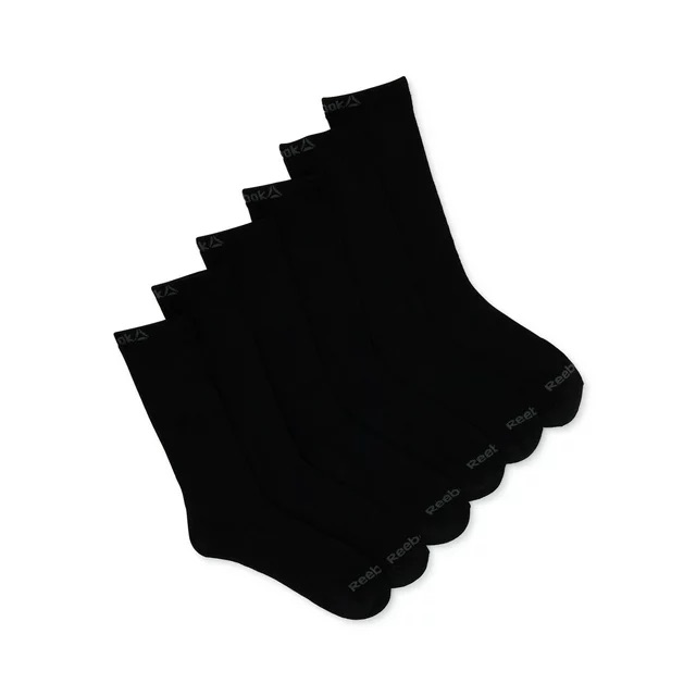 Reebok Men's Pro Series Crew Socks, 6-Pack, Black photo 1