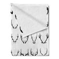 thumbnail image 2 of Antlers Soft Flannel Fleece Throw Blanket, Horns of Antelope Buffalo Cattle Moose Sheep Silhouettes Symbolist Art Design, Cozy Plush for Indoor and Outdoor Use, 60" x 80", Black White, by Ambesonne, 2 of 5