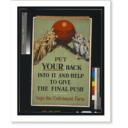 Historic Print, Put your back into it and help to give the final push. Sign the enlistment form.James Walker (Dublin) Ltd., 18" x 24"